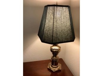Brass Lamp With Blue Shade 31h X 15