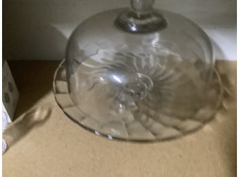 Glass Cake Plate On Pedestal With Dome