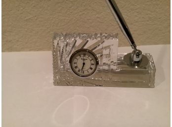 Waterford Crystal Clock With Pen 5w X 2.5t