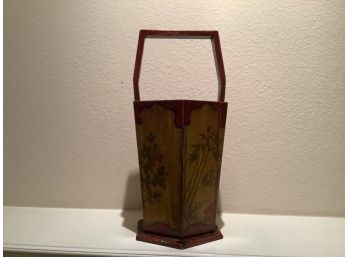 Handled Waste Basket With Asian Flair  10 X 19t