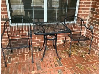 Black Iron Table 28 X28x29 And Chairs 22 X26 X33