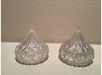 Pair Of Glass Covered Candy Dishes. 5 D X 5.5 T.
