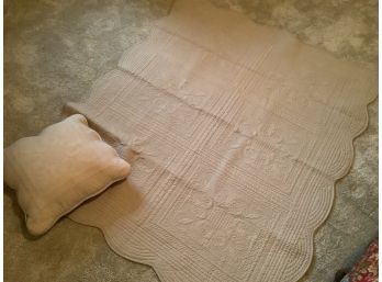 Quilted Blanket And Pillow Set Tan Quilt  59 X 49
