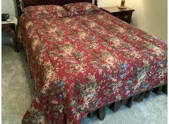 Floral Queen Bedding With Bedspread Two Pillows And Bed Skirt
