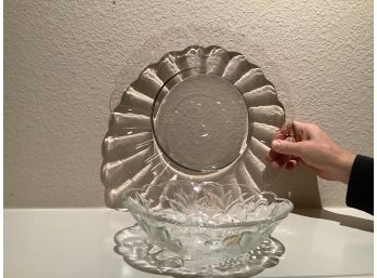 Glass Cake Plate 14 Glass Bowl 9.5