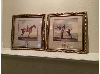 Pair Of Roan And Black Riding Horse Prints  19 X 19