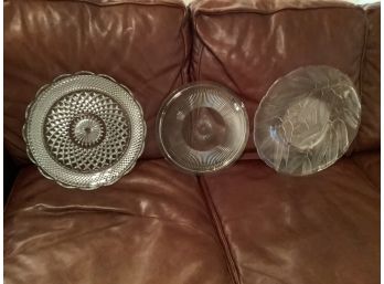 3 Glass Cake-plates. 14 12 And 12 Inches