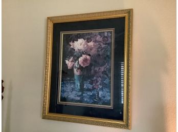 Floral Print With Gold Frame. 30 X 36 Overall