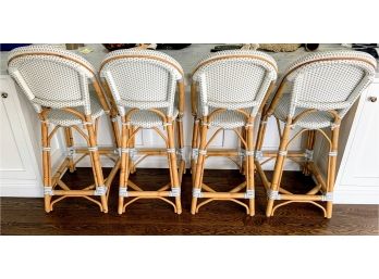 Set Of 4 Serena And Lily Riviera Counter Stools - Fog And White. Retail For $348 Each