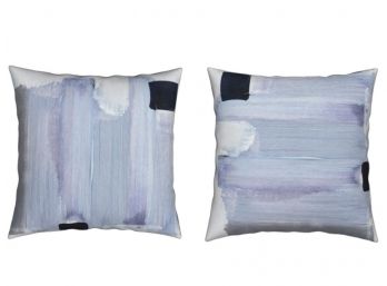 Pair Of Kerri Rosenthal 22' Sq Pillows With Down Insert -Colors Of Rain