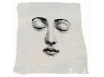 Fornasetti Pocket Square Hankerchief With The Face Of His Muse, Lina Cavalieri With Eyes Shut