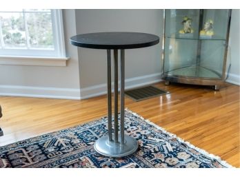 Vintage  Round End Side Table With  Metal Base