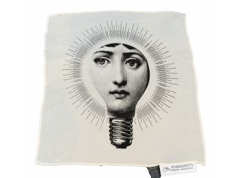 Fornasetti Pocket Square Hankerchief With The Face Of His Muse, Lina Cavalieri Set Within A Light Bulb