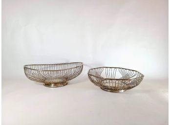 Pair Silver Plated Wire Baskets