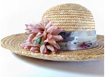 Floral Embellished Straw Hat