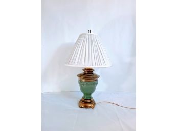 Green Porcelain And Brass Lamp