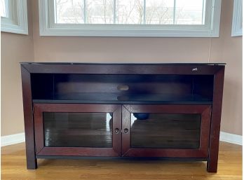 Bello Tempered Glass Top TV Stand With Cabinet Storage -