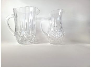 Pair Of Small Crystal Water Pitchers