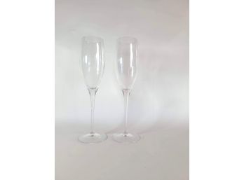 Pair Of Glass Champagne Flutes