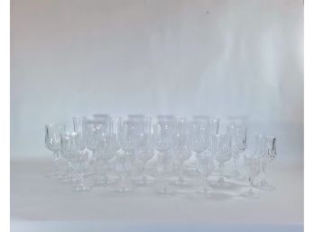 Crystal Glassware- Champagne Flutes, Small And Large Wine Goblets - Incomplete Set.