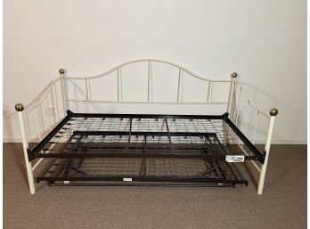 Convertible Metal Frame Day Bed - Twin To Queen Size - Or Optional Twin Trundle