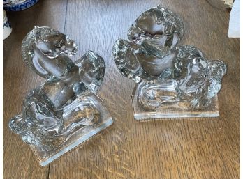 Crystal Horse Figurines Bookends