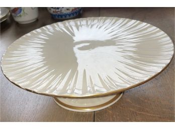 Lenox Pedestal Gold Rim Cake Plate, Good Condition