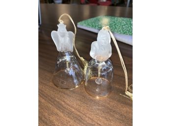 Pair Of Lenox Saint Angel Glass Bells.