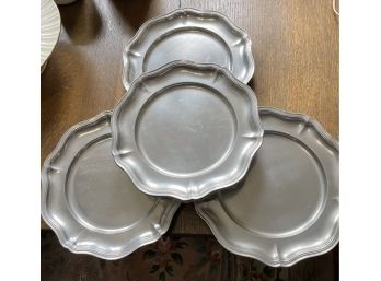 6 Vintage Etain France Pewter Dinner Plates Heavy 10 Wide!
