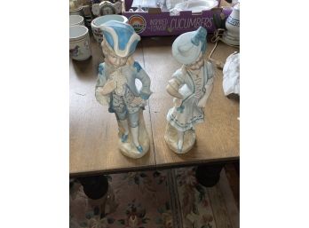 Vintage Boy & Girl Bisque 12.5 Inch Figurines