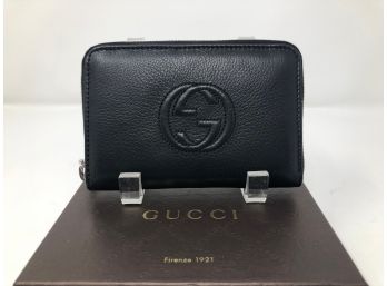 Gucci Wallet New In Box - Black Deer Skin, Zippered, Soft