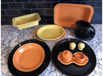 Fiesta Serving Pieces  - Orange/Yellow/ Black!  14PC Lot  Homer Laughlin China Co.  Lead Free - Made In USA