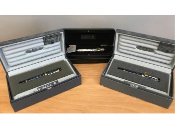 Parker Pens NEW IN BOX Duofold Plus Extra Box   Retail $300 Each - Blue Marbled, White Marbled