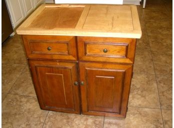Kitchen Island With Cutting Board Top, Side Spice Cabinet