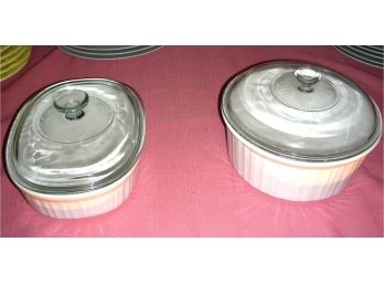 Corning Ware French White Oval And White Round Casseroles With Lids