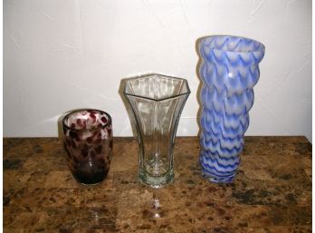 Lot Of 3 Glass Vases
