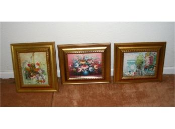 Decorative Art In Matching Frames - 3 Pieces, All Signed