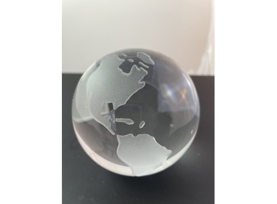 Handmade Crystal Glass Globe Paperweight Czechoslovakia 3of3
