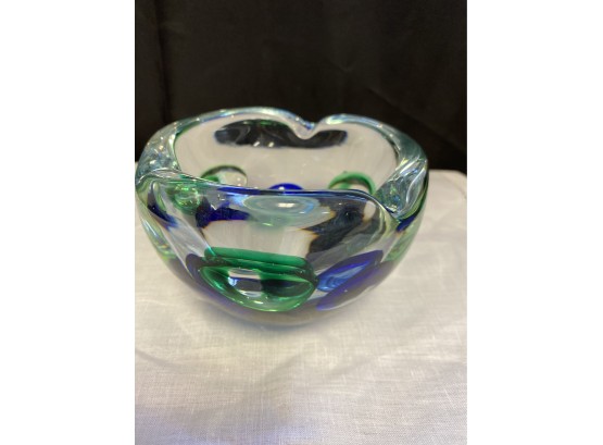 Art Glass Round Bubble Ashtray Czechoslovakia 2of5