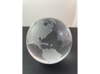 Handmade Crystal Glass Globe Paperweight Czechoslovakia 1of3