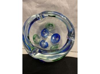 Art Glass Round Bubble Ashtray Czechoslovakia 3of5