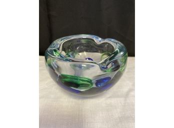 Art Glass Round Bubble Ashtray Czechoslovakia 4of5