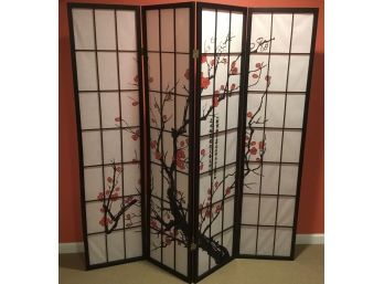 Colorful Oriental Cherry Blossom Rice Paper Screen