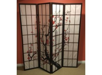 Colorful Oriental Rice Paper Cherry Blossom Divider Screen B