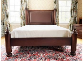 A Gorgeous Leather And Hardwood Queen Size Bedstead
