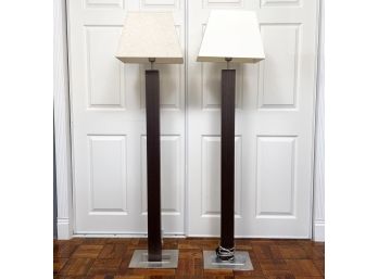 A Pairing Of Modern 'Tau Pie Madera' Floor Lamps By Bover
