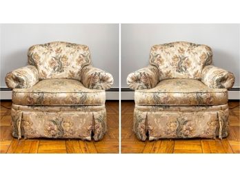 A Pair Of Upholstered Armchairs By Drexel Heritage