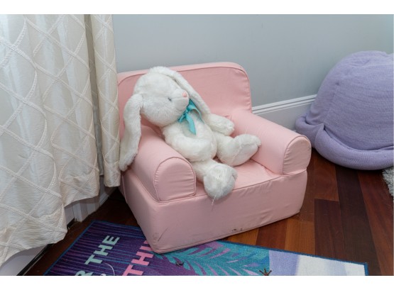 Pink Childs Armchair With White Rabbit