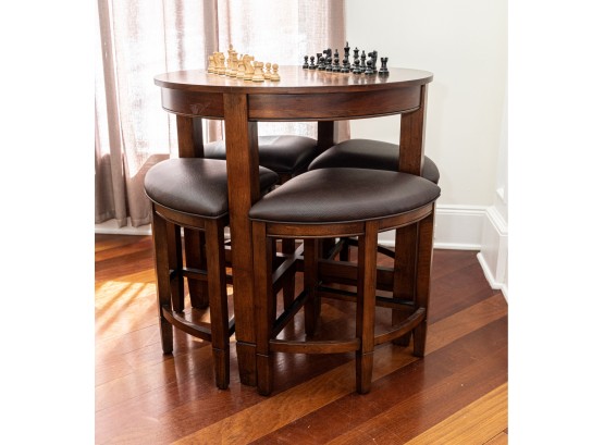 Pub Chess Game Table With 4 Stools -Chess Pieces Included!