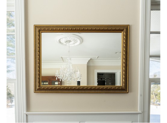 Beveled Accent Wall Mirror In Antiqued Gold Finish - Raised Relief